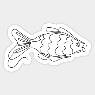 Continuous one line art drawing fish Sticker